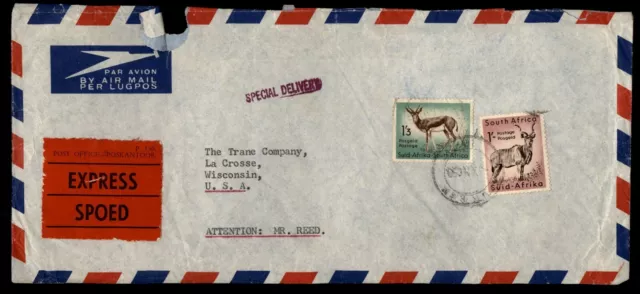 Mayfairstamps South Africa to La Crosse WI Spec Delivery Express Cover aaj_62319