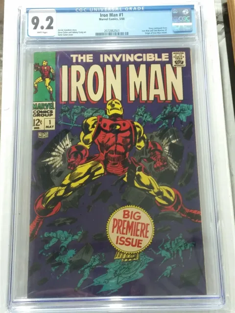 Invincible Iron Man #1 Cgc 9.2 Origin Issue White Pages