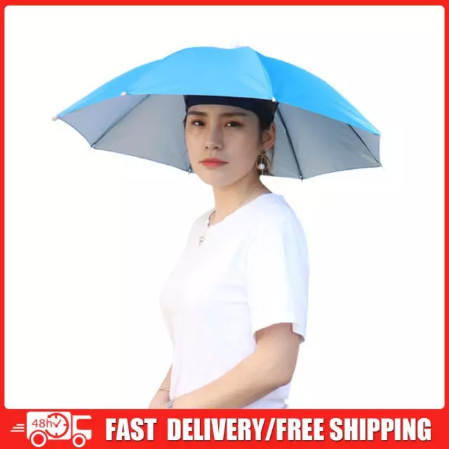 5Pcs Outdoor Cap Portable Anti-Rain Anti-Sun Head Umbrella Hat (Light Blue)