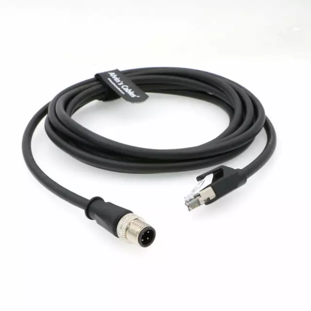 Ethernet Cable M12 4 Pin D Coded to RJ45 CAT5e for Industrial Camera Network