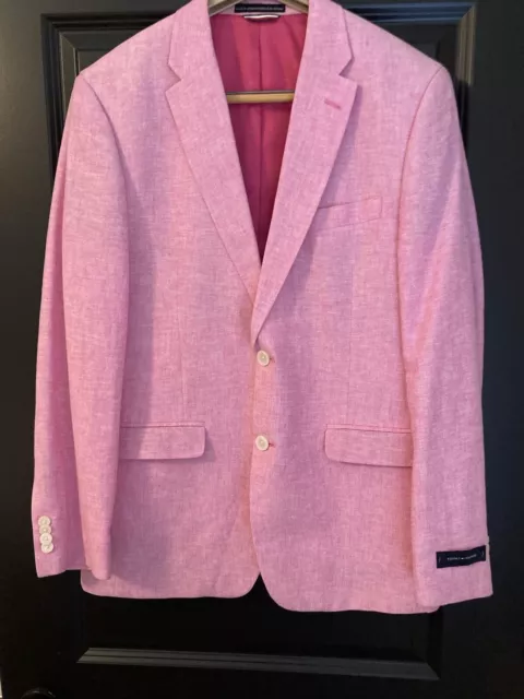 Tommy Hilfiger Ethan linen Cotton Blazer Sport Coat Pink Rose 38R Beach Wedding