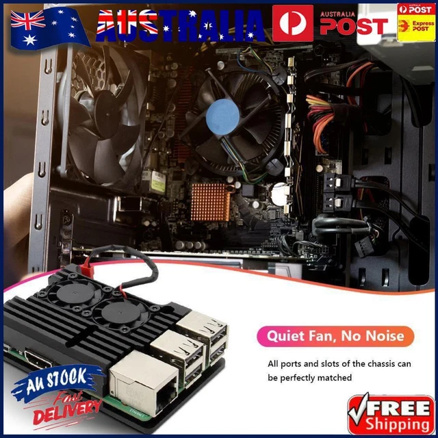AU For Raspberry Pi 3 Model B B+ Aluminum Case Shell with Dual Cooling Fan