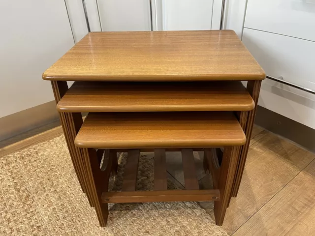 Vintage Retro Nest  Of 3 `Valco` Teak Tables-Largest Is 50 X 40 X 42.5 Cm H-Vgc