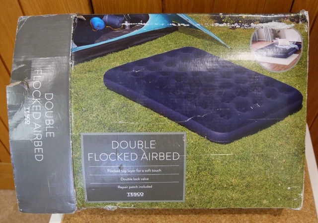 TESCO DOUBLE FLOCKED Airbed Camping Blue NEW 10.50 PicClick UK