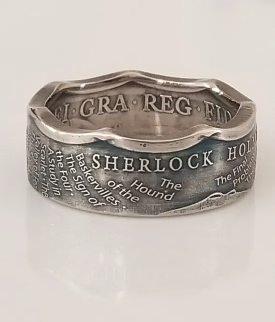 England Sherlock Holmes 50p Coin Ring | Conan Doyle | Travel Ring | Handmade Rin