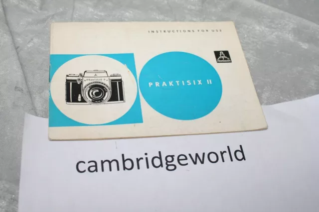 Praktisix Ii Slr Camera Instruction Manual Guide Book New Original Genuine