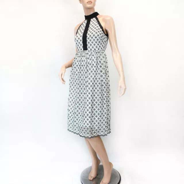 Eri+ali by Anthropologie Black/White Lace Embrodered Midi Dress 0 Retail $158