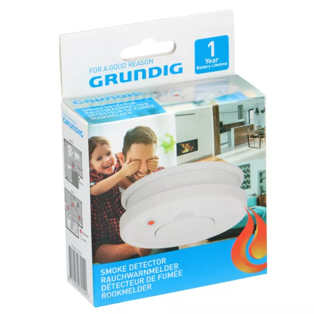 8x GRUNDIG Rauchmelder 85 dB mit 9V Batterien und Magnet Halterungen Feuermelder 3