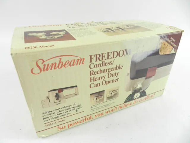 VTG Sunbeam Freedom Cordless Rechargeable Heavy Duty Can Opener 05256 Almond