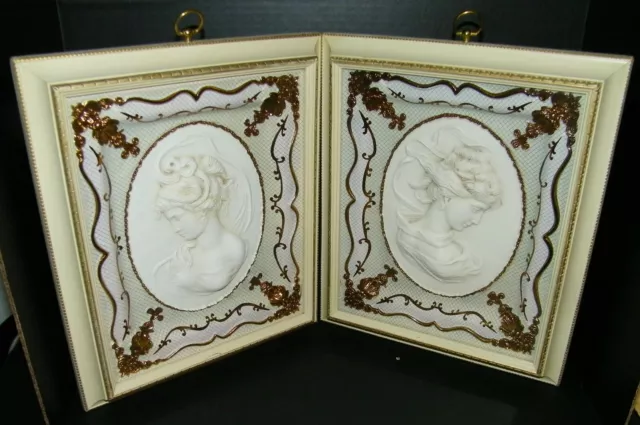 Women Goddess Victorian Greek Picture Frame Shadow Box 3D Wall Hanging Vtg