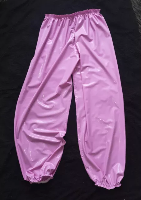 Latex Trousers Sissy Pink Pants Bottoms Joggers Rubber Roleplay L/XL Jogging