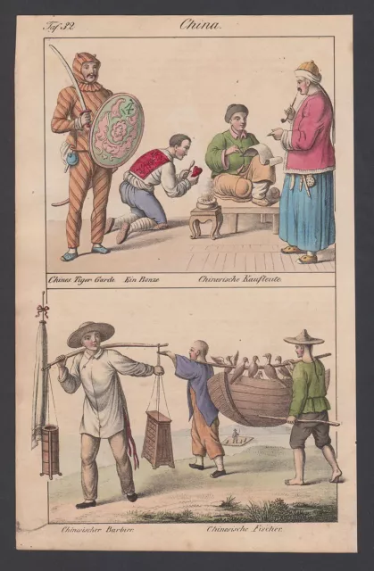1830 China Asien Asia Trachten costumes Lithographie lithograph