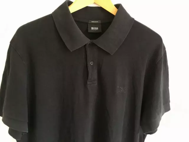 Polo Nera Hugo Boss Da Uomo Xxl 2Xl 42-44 Di Marca