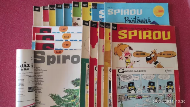 LOT DE 18 ANCIENS FASCICULES SPIROU ANNÉE 1965 no 1408 à 1444,1411 AVEC  RÉCIT