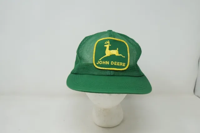 Vtg 1980s John Deere Full Mesh Patch Hat Cap Snapback Trucker USA Louisville Mfg
