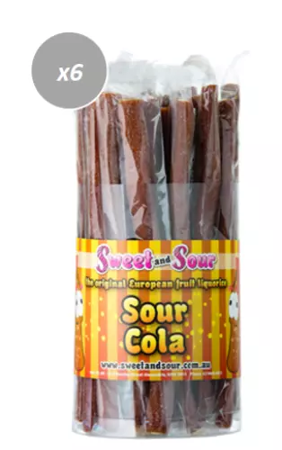 909800 6 X 40g CABLE SWEET AND SOUR ORIGINAL EUROPEAN FRUIT LIQUORICE SOUR COLA