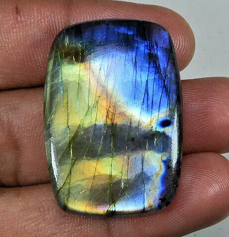 77Cts. Naturel Multi Flash Labradorite Rectangle Cabochon Pierre précieuse...