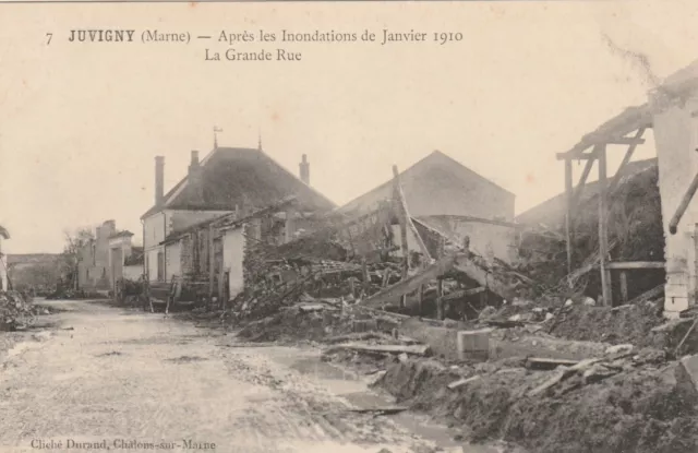 CPA 51 JUVIGNY (Marne) Après les Inondations de Janvier 1910 La Grande Rue