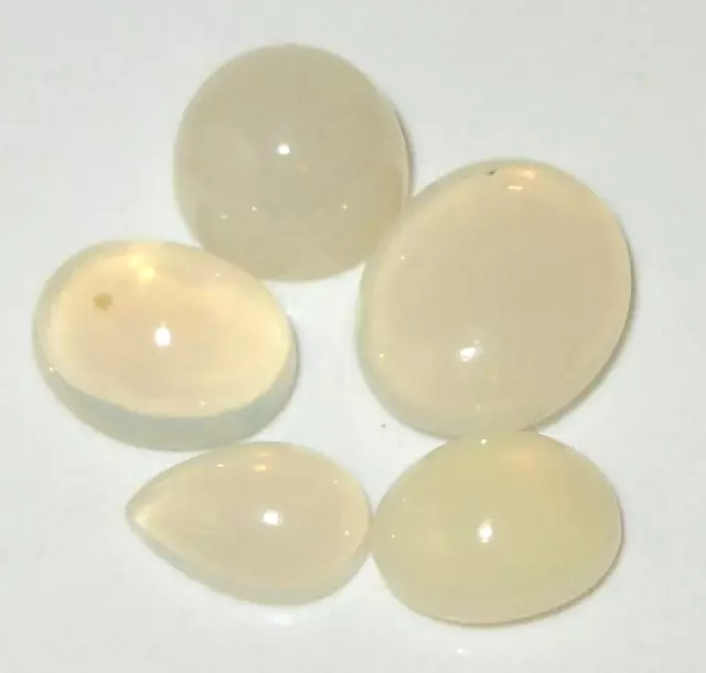 8.95ct Lot 5 Stones Mixed Whitish Gold Welo Ethiopian Opal Cabochons WoW *$1NR*