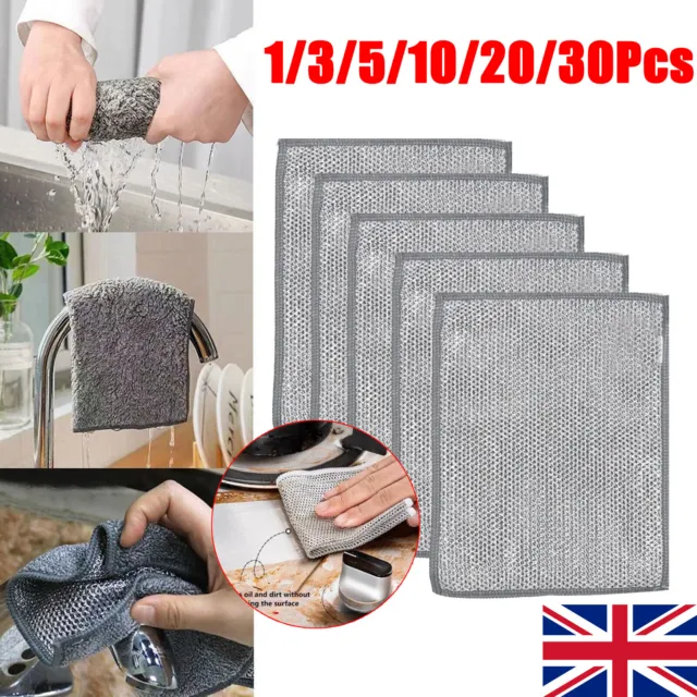 1-30PCS MULTIPURPOSE WIRE Miracle Cleaning Cloths Home Kitchen Dishwashing  Rags £12.53 - PicClick UK