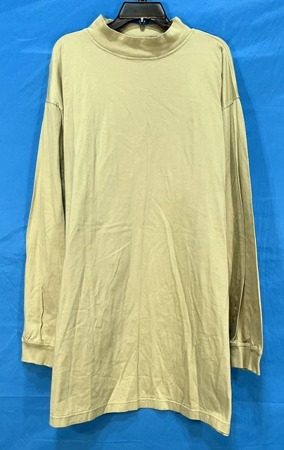 Vtg 90s BD BAGGIES Beige COTTON JERSEY KNIT Mock Neck LONG SLEEVE Shirt 3XL TALL