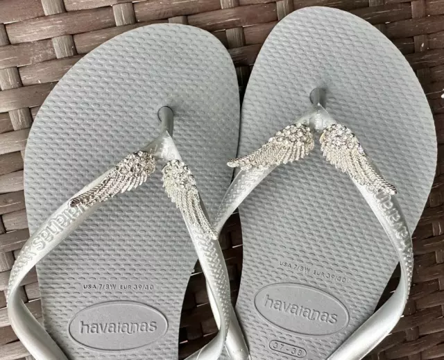 Original HAVAIANAS Flip Flops Women Slim with Crystal and Personalized Charm