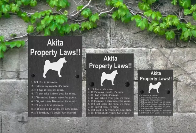 Property Laws Funny Dog Slate Sign Gate House 3 Sizes ALL BREEDS available A-C