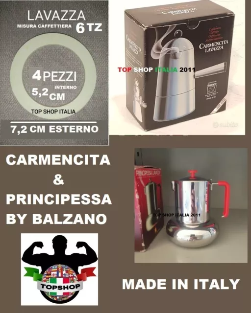 Set 4 Pezzi Guarnizione 6 Tazze Per Caffettiera Lavazza Principessa E Carmencita