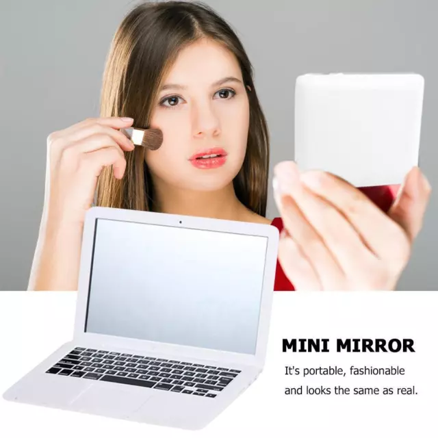 fr Simulation Laptop Makeup Mirror Portable Computer Cosmetic Mirror (White)