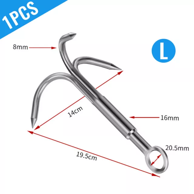 Grappling Hook 3Claw Climbing Hook Stainless Steel Grapnel Hook Small/Large Size