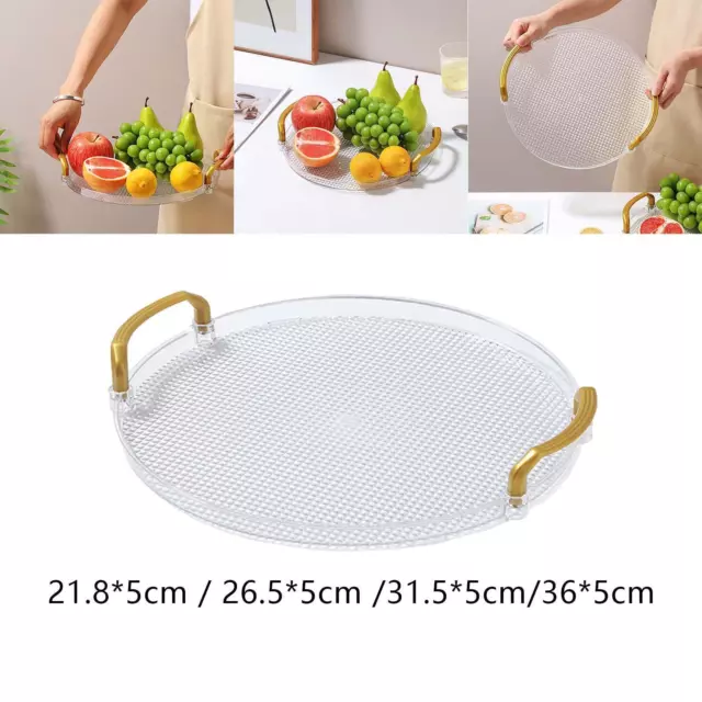 Decorative tray, round tray with handles for bathrooms, cafes,