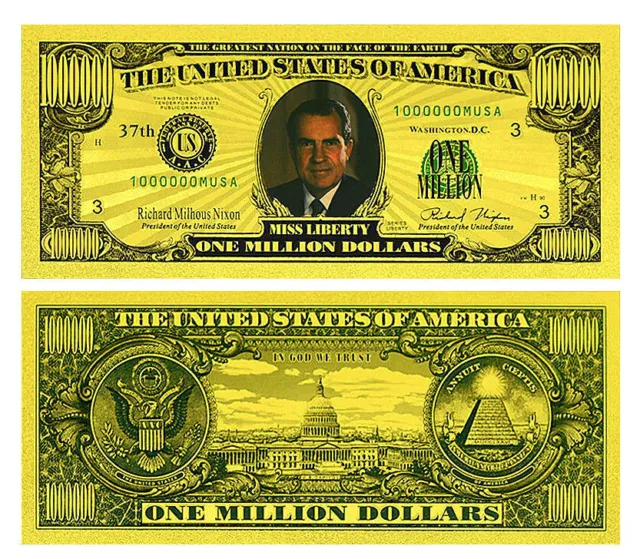 ★★ Usa / Etats Unis : Billet 1 Million Dollars President Richard Nixon ★★ A