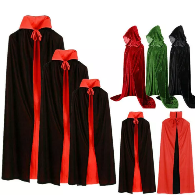 Halloween Hooded Velvet Cloak Robe Medieval Witchcraft Cape Robe Costume Unisex