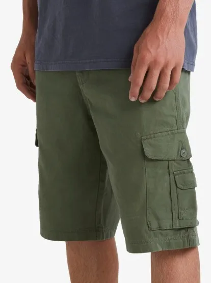 Quiksilver Men's Green Crucial Battle Straight Tapered 21" Cargo Shorts Size: 38