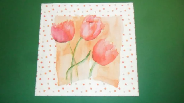 4 Servietten,(33 cm) 3 Tulpen in rosa/rot/lachsfarben.....