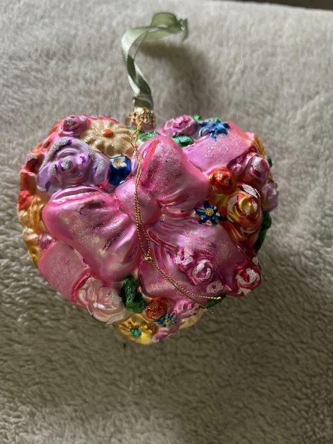 Christopher Radio Say It With Flowers Heart Christmas Ornament