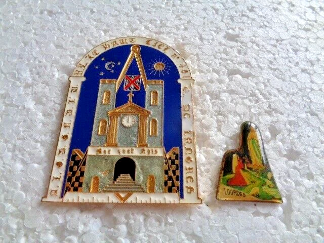 Job lot of 2 Lourdes Religion related metal lapel pins