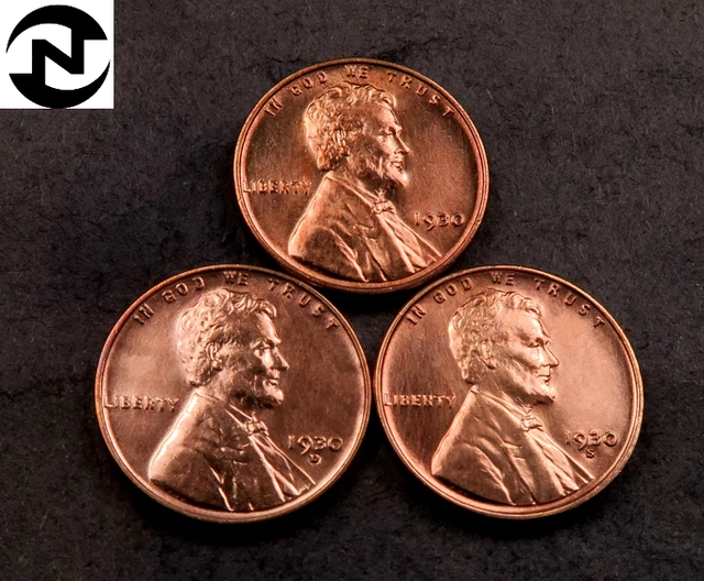 1930+1930-D+1930-S Lincoln Wheat Penny Cent Lot ~ Gem BU (red) ~ ~ 3 Coin Set