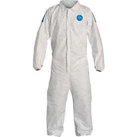 DuPont Tyvek 400D Coverall,  Elastic Wrist & Ankle, Stormflap, White Blue, 2X,