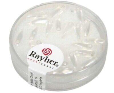Chicco RAYHER COLORE BIANCO NEVE PERLE IN VETRO CHICCO DI RISO  3X11MM 22 PEZZI 