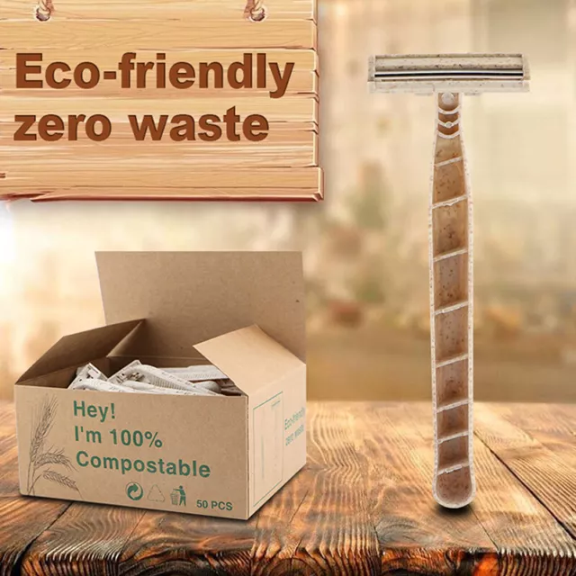 1/8 PIEZA Navaja de afeitar biodegradable ecológica hoja de tres capas desechable ShaAGZ8