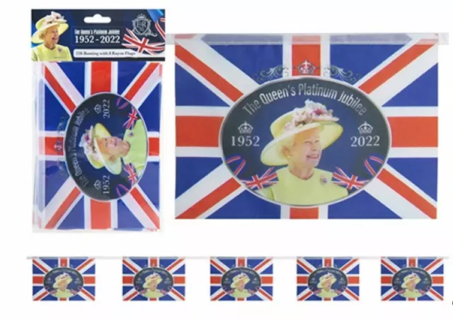 Regina 70th Platino Jubilee Britannico Union Jack Bandiera Tessuto Festa Bunting