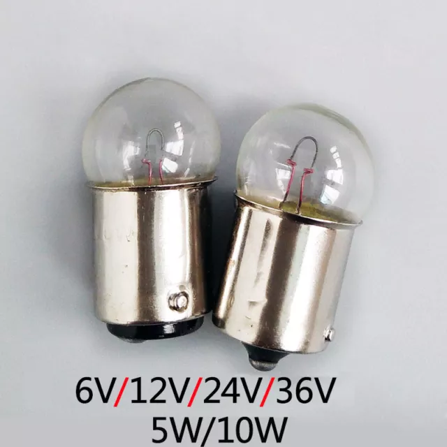 BA15s Bayonet Indicator Light Bulb Lamp 5W 10W 6/12/24/36V Single/Double Contact