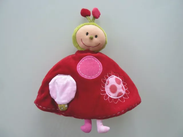 * Doudou Plat D'activite Lilliputiens Poupee Reversible Coccinelle Rose Et.neuf* 2
