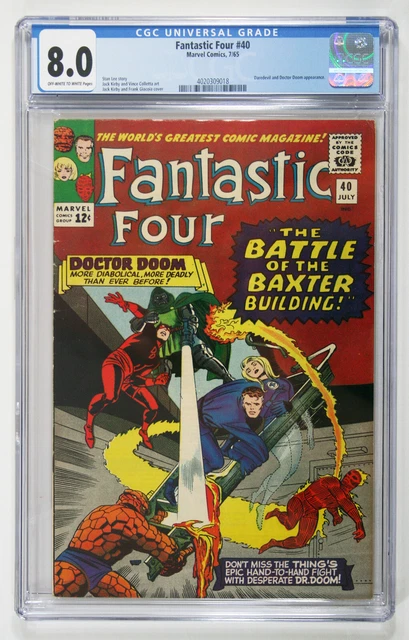 CGC 8.0: FANTASTIC FOUR #40: Jul 1965:  Daredevil X-Over with Doctor Doom