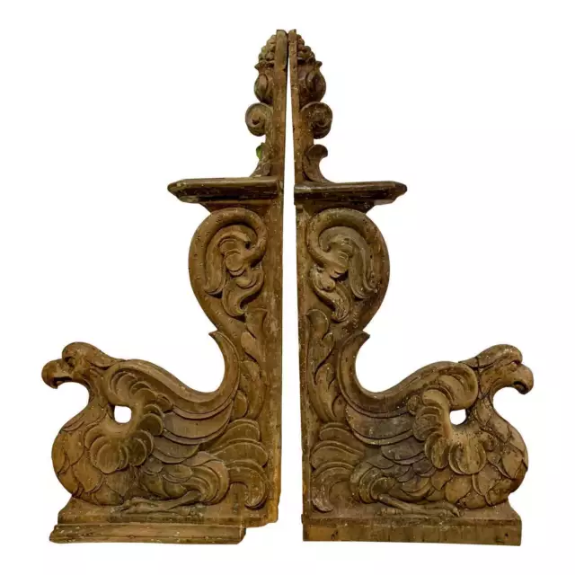 Mid 19th Century French Carved Wooden Architectural Brackets | Corbels - a Pair