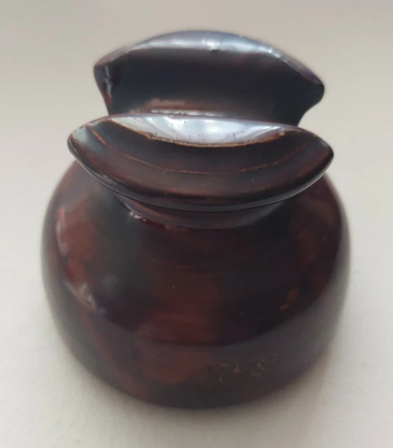 VINTAGE/ANTIQUE - Ceramic Brown Electric Pole Insulator By LOCKE USA - Top Rest 9
