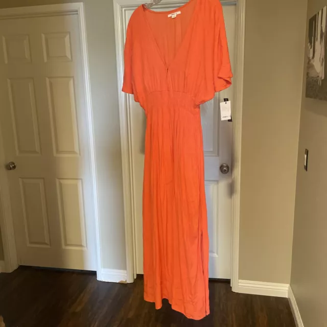 NWT O’Neill Orange Butterfly Sleeve Gauzy Boho Beach Dress