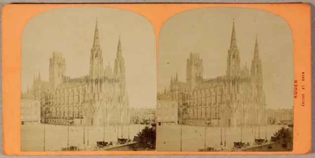 Rouen Kirche St.Ouen Frankreich Foto Stereo PL55L2n Vintage Albumin c1870