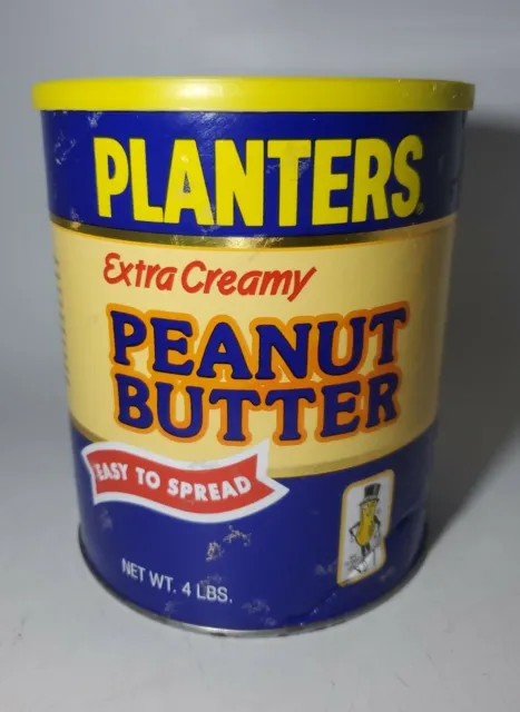 Vintage PLANTERS EXTRA CREAMY PEANUT BUTTER 4lb. FULL NEVER OPENED RARE